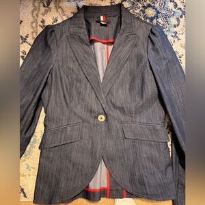Tommy Hilfiger Dark Chambray Single button blazer with ruched shoulders